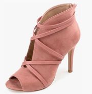 Journee Collection Samara Light Pink Suede Booties Size 12 NWOB