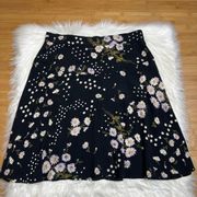 Mini Skirt Womens Sz 8 Black Floral Daisy Polka Dot A Line