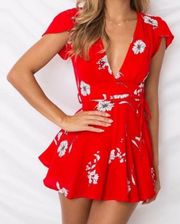 Red Floral Romper 