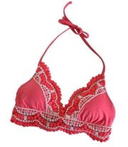 BECCA by Rebecca Virtue Delilah Avery Coral Crush Pink Halter Bikini Top Small