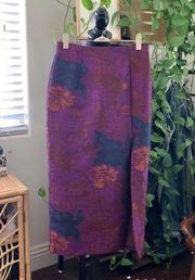 ASOS Purple Brocade High Waist Side Slit Pencil Skirt - Size 4