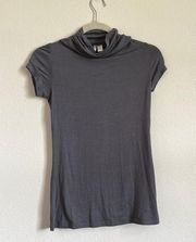 Cowl Neck Layering Puff Sleeve Top | small | grey