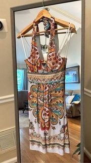 Jodi Kristopher Printed Halter Top Dress Size Small