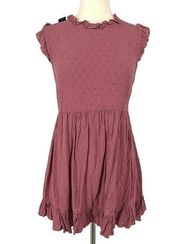 Luna Chix Swiss Dot A-line Sleeveless Mini Dress Rose Pink Size Small NWT