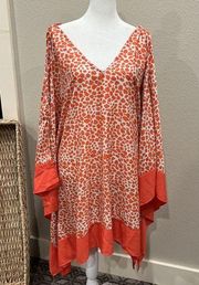 Mud Pie Shaw Women Medium Bag Lady Shaw Orange Animal Print Beach Coverup