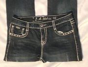 L.A Idol USA Boot Cut Jeans Dark Wash Denim Studded Rhinestone Stretchy Size 13