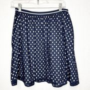 Crown & Ivy Mini Skirt Navy Blue White Eyelet Lined Elastic Waist Size 8