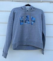 Gap Cropped Grey Hoodie with Floral  Logo