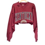 1050 Furst Of A Kind Burgundy Kentucky Cropped Oversized Sweatshirt