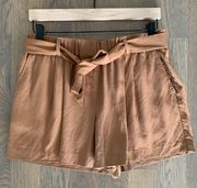 Loft Rust Tie Waist Pleated Front Short Rust Color Size 4