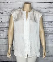 Coldwater Creek NWT Size 2X (20W-22W) White Pleat Placket Button Up Blouse Top