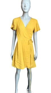 Lulus NWT Lulu’s Yellow Short Sleeve Wrap Dress