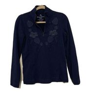 Tommy Bahama Womens Size XS Blue 1/4 Zip Embroidered Soft Pullover Jacket