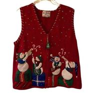 Vtg 90/Y2K Heirloom Collectibles Christmas Snowman Presents Sweater Vest Sz 1X