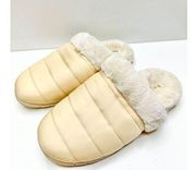 Vionic Slippers Womens Size 6.5 Cream Josephine Faux Fur Slip On Shoes