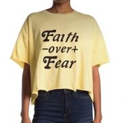 Abound Yellow Faith Over Fear Short Sleeve Cropped T-Shirt XS