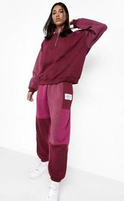 Official Boohoo Berry Colour Block Oversized Joggers Women’s Sz Large NWT