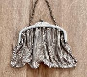 Vintage  Silver Mesh Bag Purse Clutch Made in USA 2973