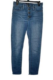 J. Crew Women's Jeans Skinny Button Fly Frayed Hem High-Rise Denim Blue Size 26