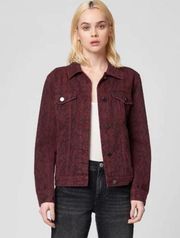 NWT Blank NYC Rattled Up Burgundy Snakeskin Print Denim Jacket Medium