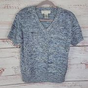 Evan Picone Vintage Blue Heathered Knit V-Neck Women's Blouse Size Medium