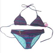 Raisins Triangle 2 pieces swim suit blue purple Lg