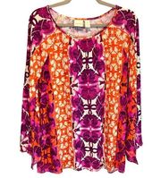 Chico's Multi-Color Printed Long Sleeve Tunic Top - size 2 (Large)
