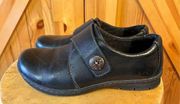 BOC Born Concept Shoes Womens 8 Comfort Loafers Black Leather Adjustable Strap