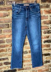 Leith Medium Wash Blue Denim High Rise Crop Cropped Flare Jeans Women's Size 24
