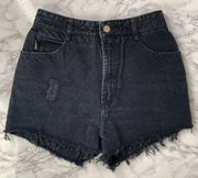 Bongo Vintage Black Custom Distressed Cutoff Denim Jean Shorts 7