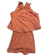 Jack by BB Dakota Orange Coral Pastel Romper Size XS Spring Halter Tie