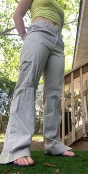 khaki tan cargo utility high waisted straight leg pants