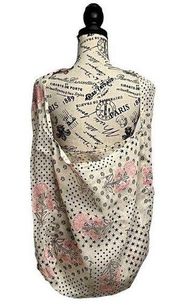 FREE PEOPLE~ Black/Pink Floral Reusable Shopping Tote Bag~100% Cotton~ NWOT