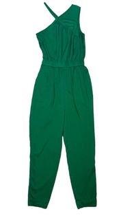 ARMANI EXCHANGE One Shoulder Jumpsuit Green Satin Silky Women’s size 0