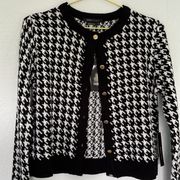 BCBGMAXAZRIA NWT BCBG Maxazria Black & White Houndstooth Print Cardigan M