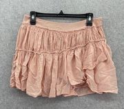 Paige Women's Tiered Skirt Solid Pink Size Small Ruffled Lined