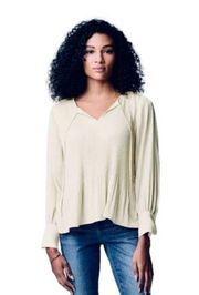 NWT Simply Vera Wang XXL 2XL Micro Pleat Blouse Shirt Top Tunic Ivory Vanilla