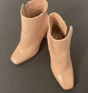 JLO Jennifer Lopez Womens Side Zip Square Toe Ankle Boots Tan Size 7M/37.5