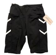 BCBGeneration High-Waisted Bike Shorts Black White