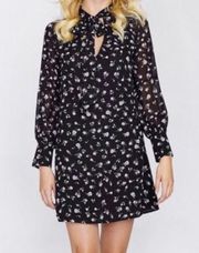 Wildfox adore floral tie neck long sleeve shirt dress M