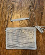 gray and gold cutout cross Body Purse