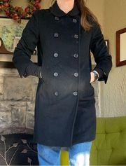 J. Crew Wool Double Breasted Pea Coat 2000s vintage Peter Pan Collar