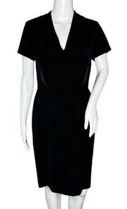 Lafayette 148 Dress Womens 8 Black Sheath Business Preppy Neutral Minimalist