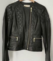 Michael Michael Kors  Moto leather  Jacket New with Tags Size Large Black Gold