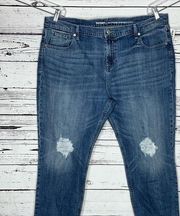 Old Navy NWT Size 18 Blue Denim Distressed Boyfriend Straight Jeans