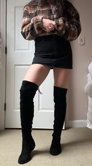 Black Suede Over-the-Knee Boots