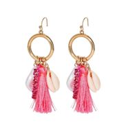 Cowrie Shell Open Hoop Pink Earrings  NWT