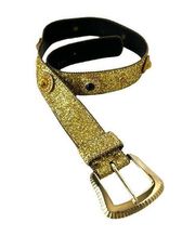 Glittery Gold Womens Belt Size Small Jewel Medallions Large Gold Buckle 1.75"