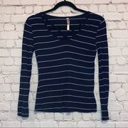 🇺🇸 Love Charm Blue & White Striped Long Sleeve Shirt