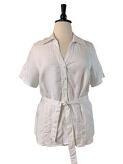 Lane Bryant Women's NEW Top White Tie Waist Button Down Top Shirt Size 14/16